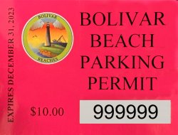 Bolivar Beach Parking Sticker Program - 2023
