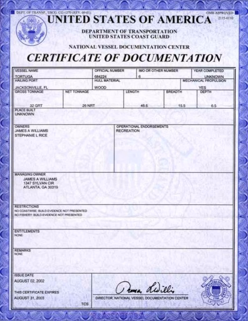 USCG12095 Crystal Beach Recreational Boating Safety Papers Please