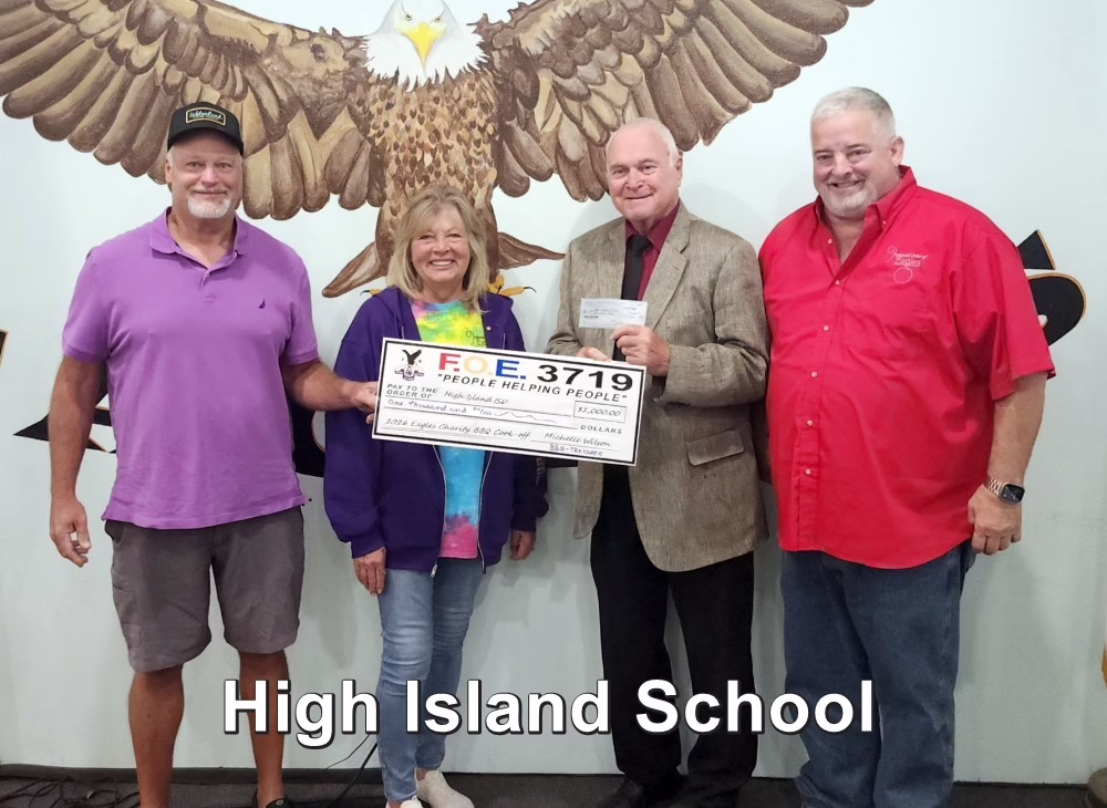 HISchool Crystal Beach Eagles check presentation High Island School