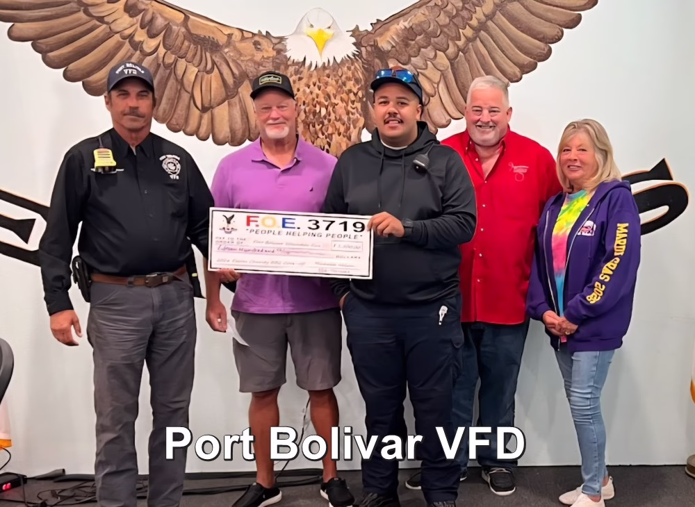 PBVFD Crystal Beach Eagles check presentation Port Bolivar VFD