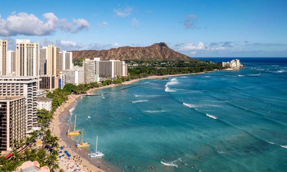 Honolulu skyline and beach