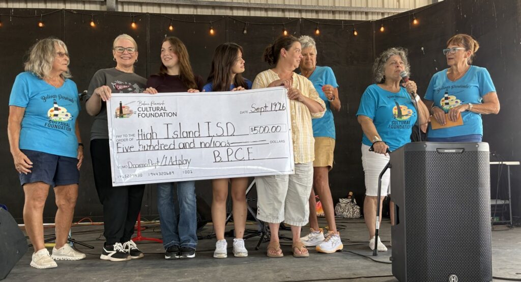 check presentation to High Island School