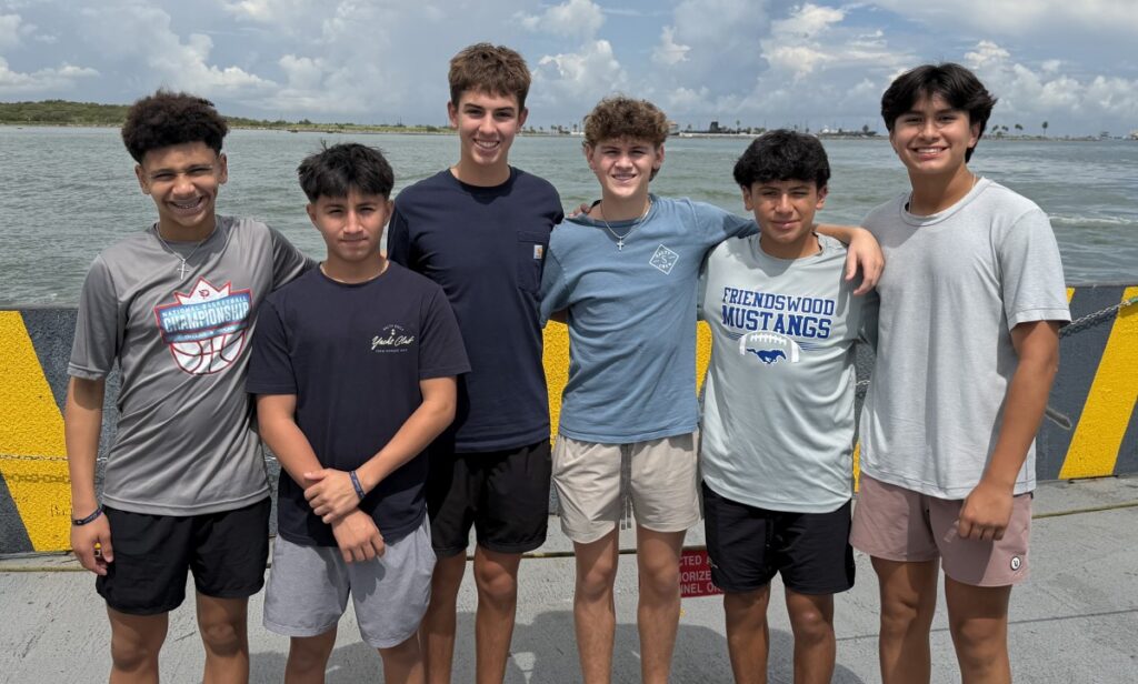 six young men on the ferry