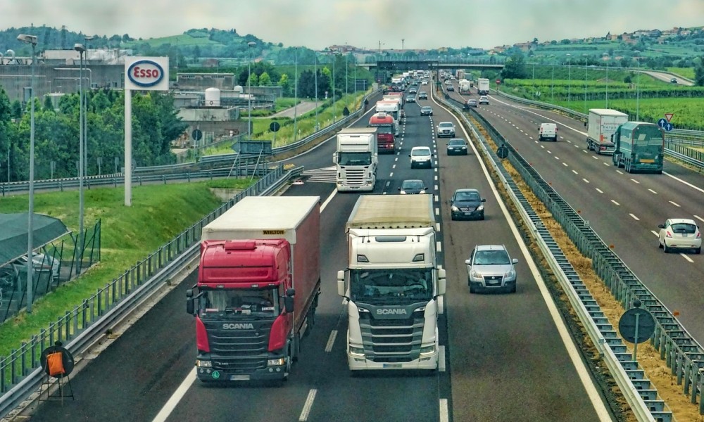 trucks on the highway