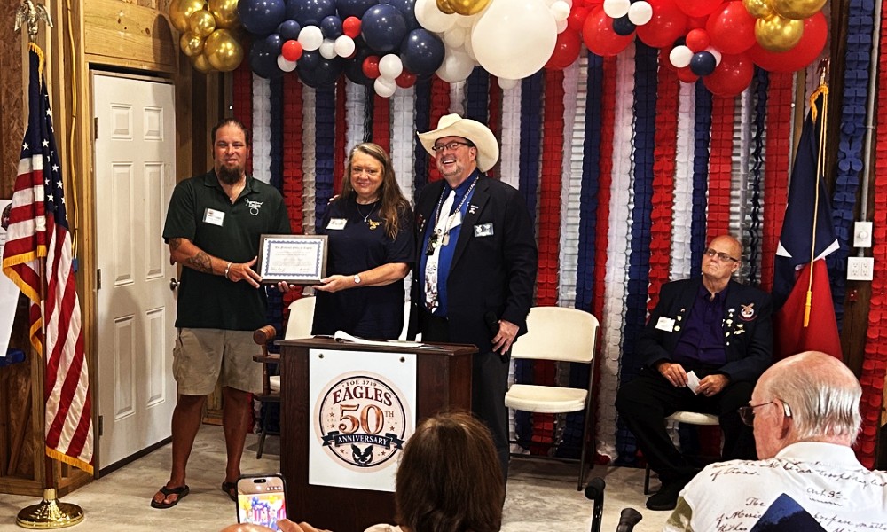 Certificate presentation at FOE Aerie 3719 50th Anniversary Celebration